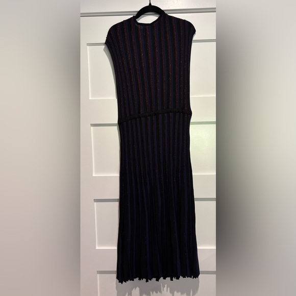 Marine Layer Penny Pleated Midi Dress in Black Rainbow Lurex Women’s Size Medium - Picture 4 of 12